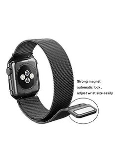 MARGOUN Stainless Steel Milanese Loop Mesh Band for Apple Watch 7/6/SE/5/4/3/2/1 42mm/44mm/45mm Black  - Image 2