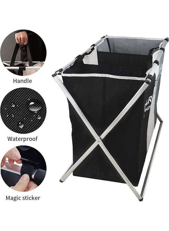 Generic - 3-Section Laundry Basket Black/White/Grey 137Liters - Image 1