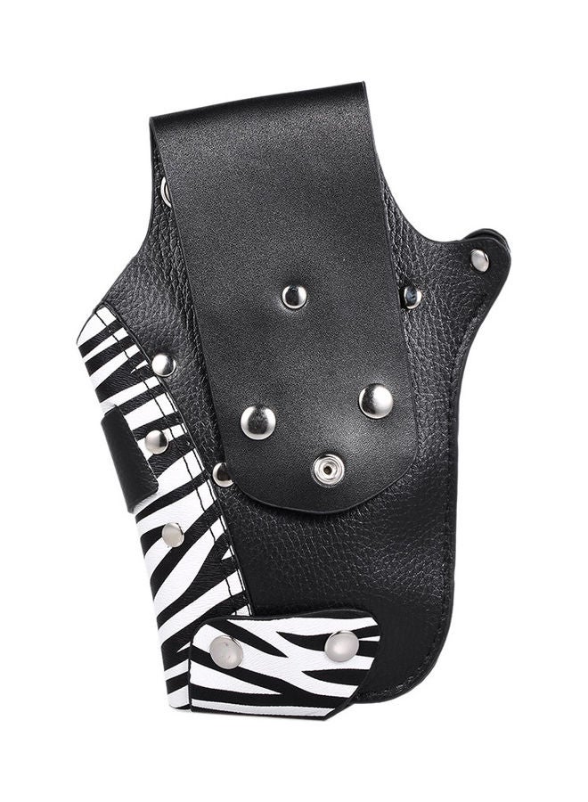 Generic PU Leather Hair Scissor Holster Hairdressing Pouch with Rivet Clips and Shoulder Belt Black/White 24 X 4 X 17cm - Image 3