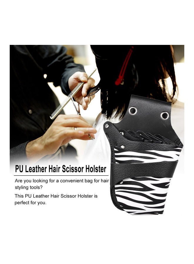 Generic PU Leather Hair Scissor Holster Hairdressing Pouch with Rivet Clips and Shoulder Belt Black/White 24 X 4 X 17cm - Image 4