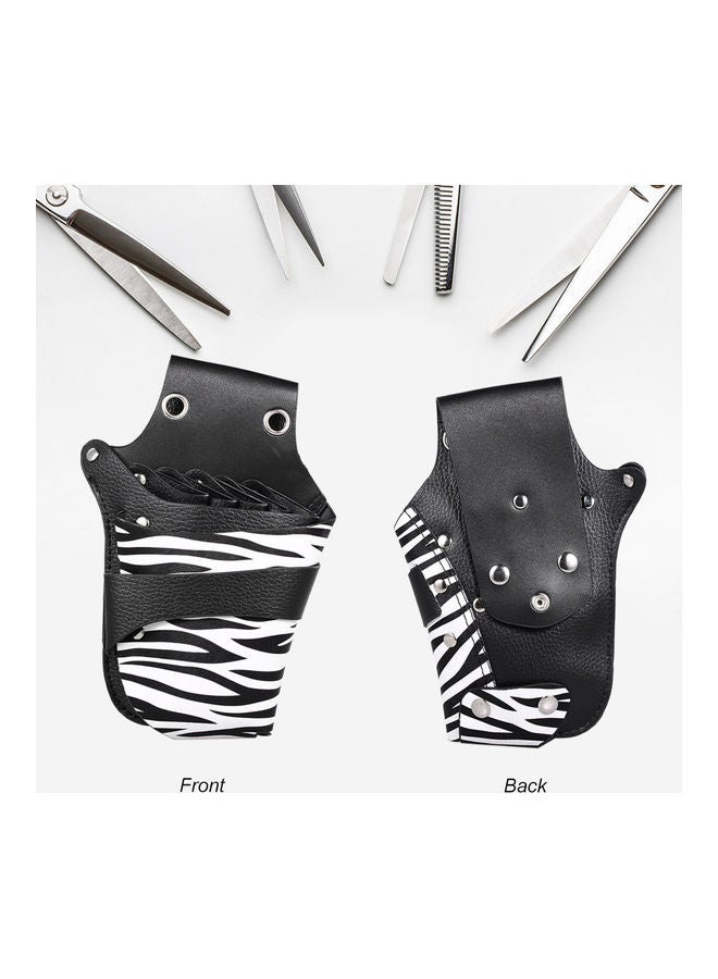 Generic PU Leather Hair Scissor Holster Hairdressing Pouch with Rivet Clips and Shoulder Belt Black/White 24 X 4 X 17cm - Image 5