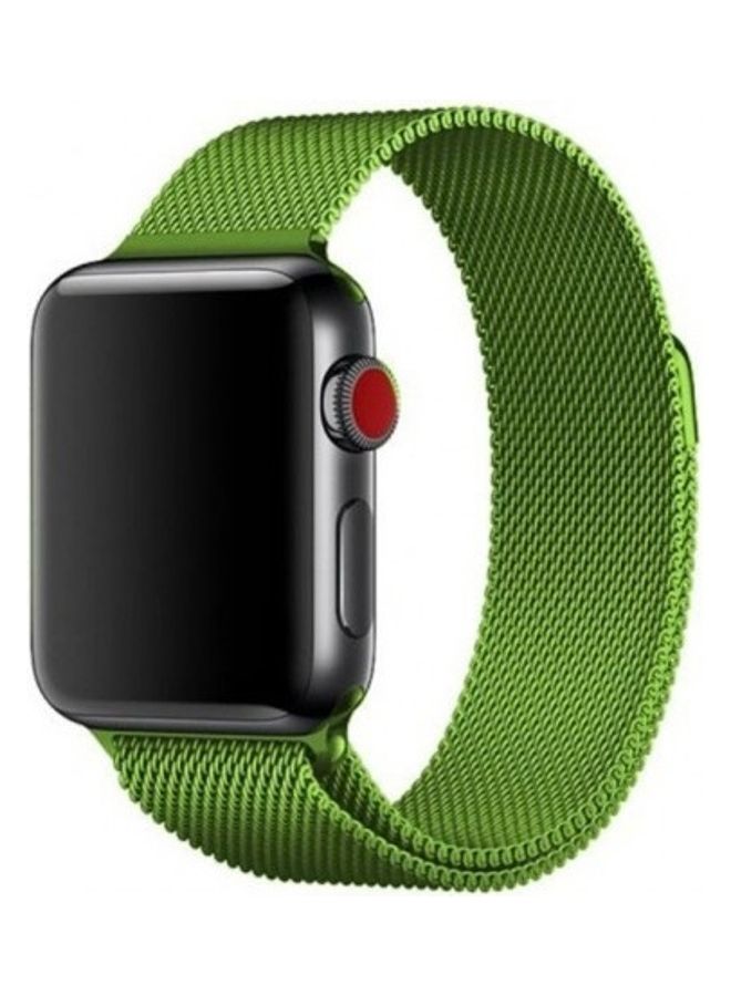 MARGOUN - Stainless Steel Milanese Loop Mesh Band for Apple Watch 7/6/SE/5/4/3/2/1 42mm/44mm/45mm Light Green - Image 1