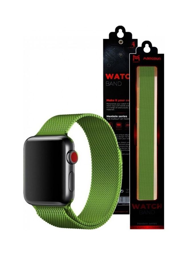 MARGOUN - Stainless Steel Milanese Loop Mesh Band for Apple Watch 7/6/SE/5/4/3/2/1 42mm/44mm/45mm Light Green - Image 1