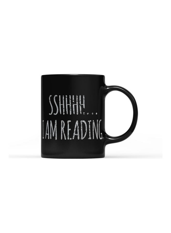 LOUD UNIVERSE Ssshh... I Am Reading Printed Mug Black/Grey  - Image 1