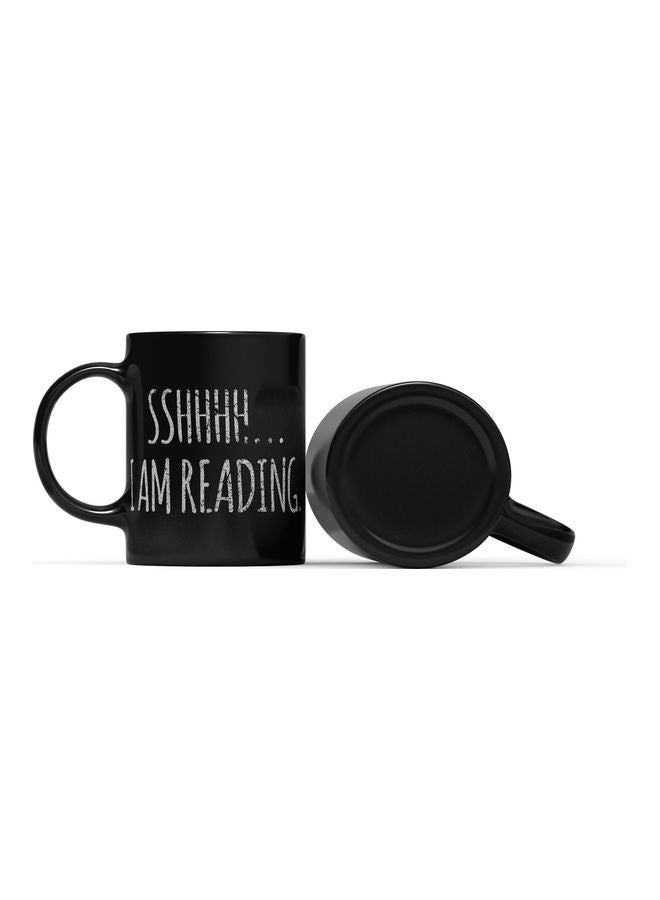 LOUD UNIVERSE Ssshh... I Am Reading Printed Mug Black/Grey  - Image 2