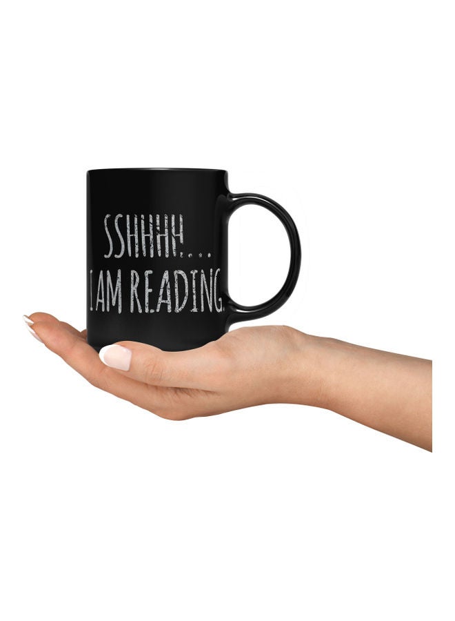 LOUD UNIVERSE Ssshh... I Am Reading Printed Mug Black/Grey  - Image 3