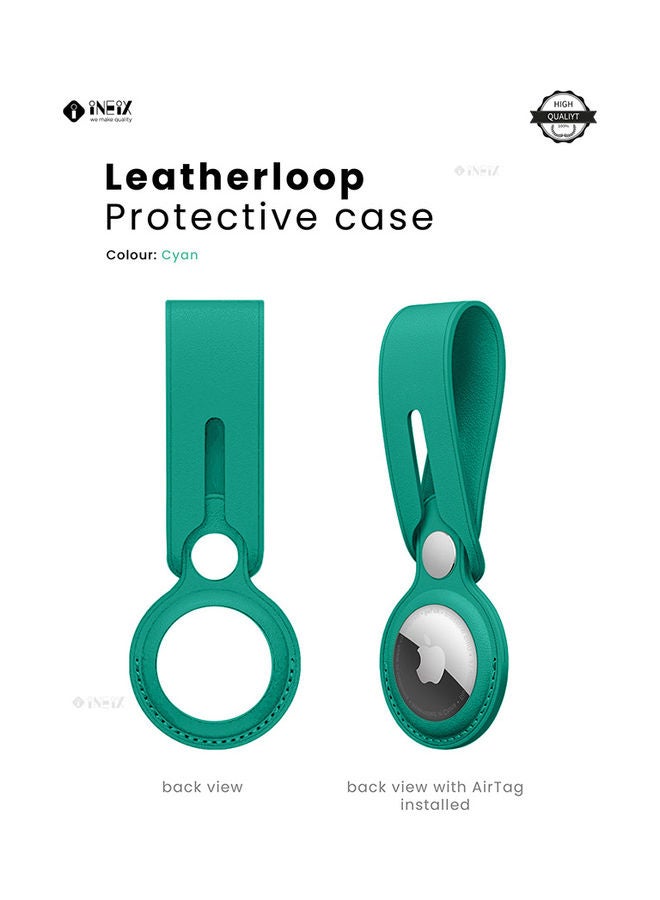 INEIX Leather Loop Airtag Holder Protective Case Cover for Apple AirTag Cyan  - Image 1
