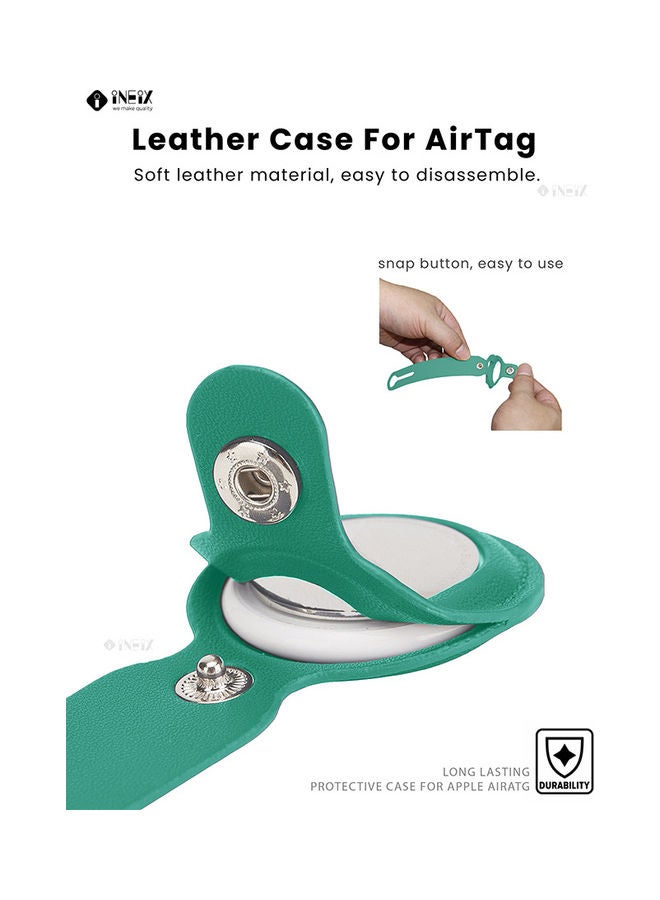 INEIX Leather Loop Airtag Holder Protective Case Cover for Apple AirTag Cyan  - Image 5