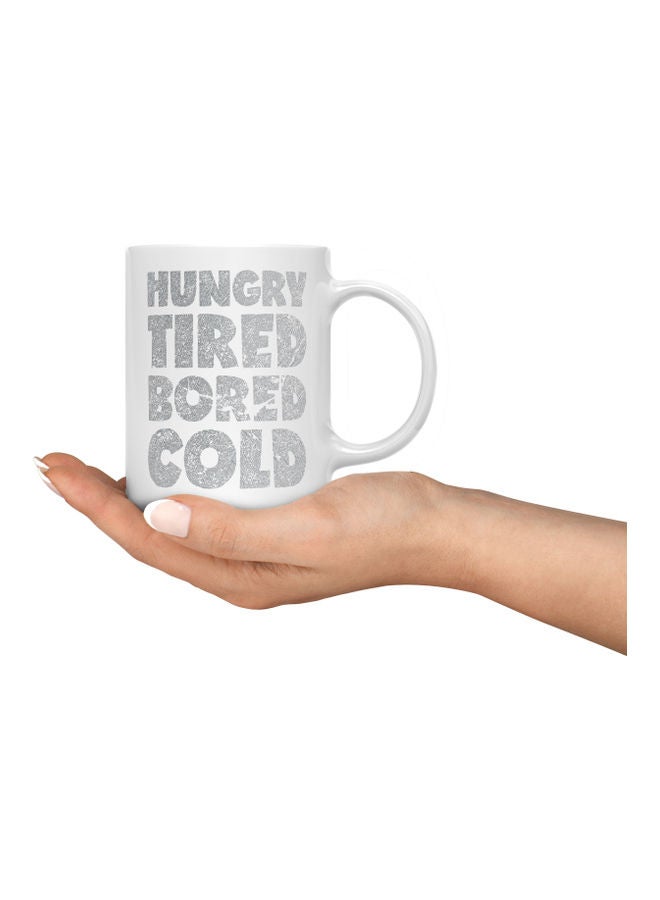 LOUD UNIVERSE Hungry Tired Quote Printed Coffee Mug White/Grey  - Image 3