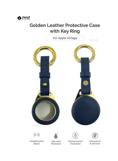 Waterproof Protective Case Cover With Key Ring  For Apple AirTag Navy Blue