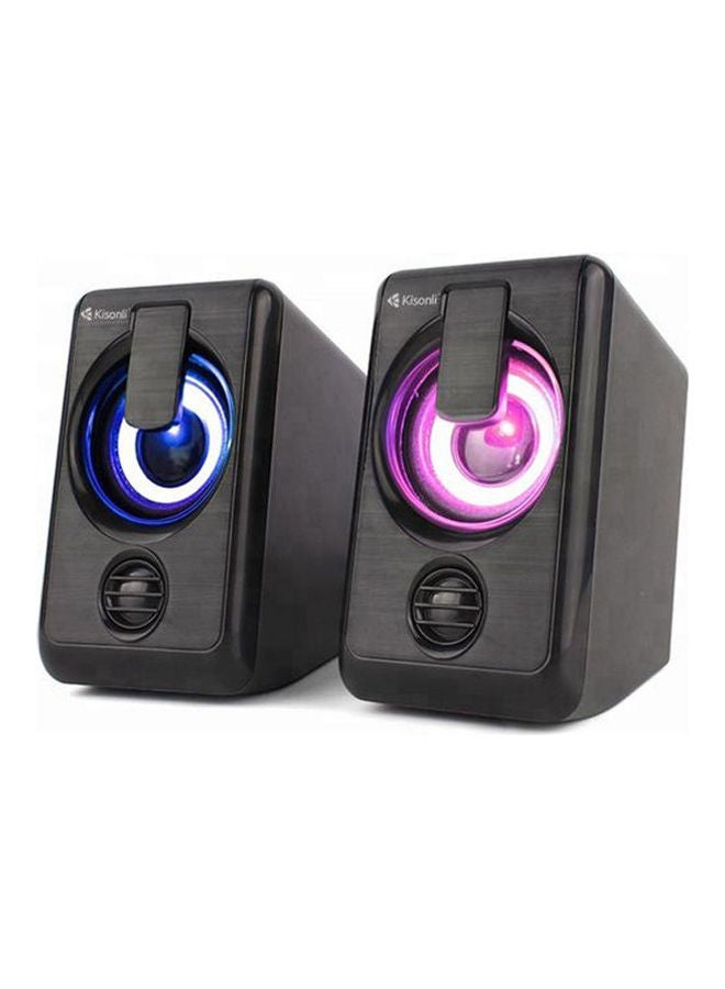 Kisonli Wired Speaker Stereo LED Music Player Subwoofer l-1010 Black 
