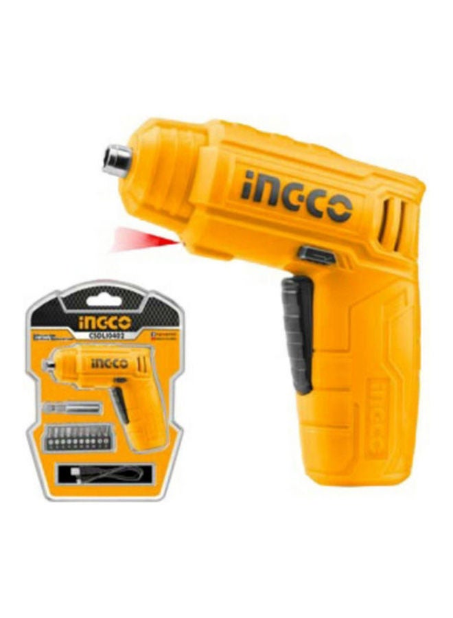 INGCO - Lithium-Ion Cordless Screwdriver 4 Volt Yellow 15cm - Image 1