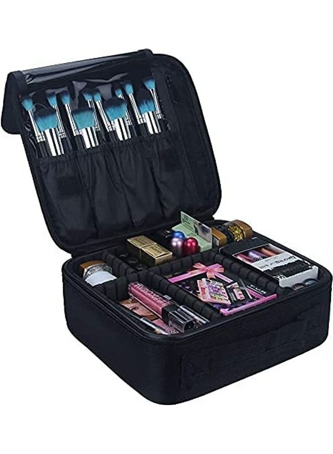 حقيبة احترافية لتنظيم مستحضرات التجميل، و مزودة بقسم قابل للتعديل. أسود - Image 2