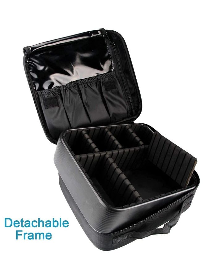 حقيبة احترافية لتنظيم مستحضرات التجميل، و مزودة بقسم قابل للتعديل. أسود - Image 4
