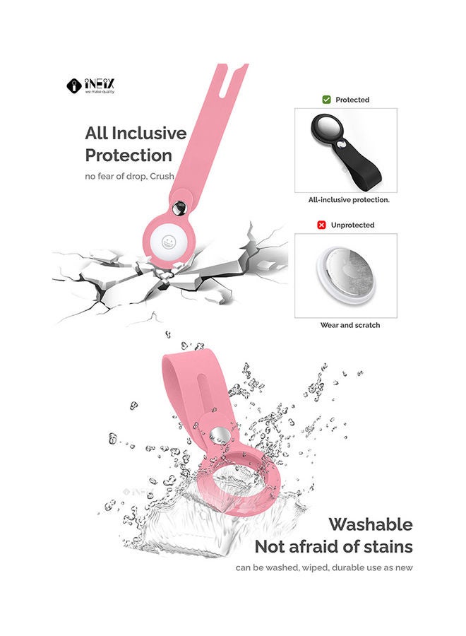 INEIX - Waterproof Protective Cover For Apple AirTag Pink/Silver - Image 1