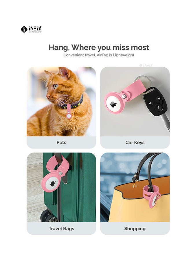 INEIX - Waterproof Protective Cover For Apple AirTag Pink/Silver - Image 1