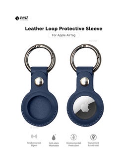 INEIX Leather Waterproof Protective Case Cover With Key Ring  For Apple AirTag Navy Blue  - Image 1