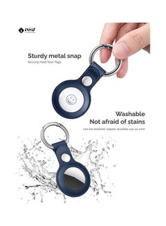 INEIX Leather Waterproof Protective Case Cover With Key Ring  For Apple AirTag Navy Blue  - Image 3