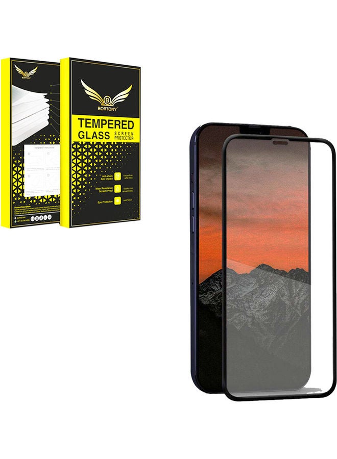 بورتوني لاصقة حماية للشاشة من الزجاج المقوى، و بتغطية كاملة ، لهاتف آيفون 12 برو ماكس. شفاف - Image 1