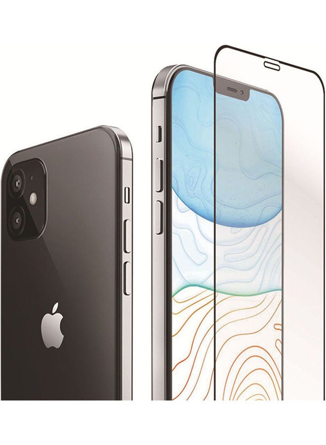 بورتوني لاصقة حماية للشاشة من الزجاج المقوى، و بتغطية كاملة ، لهاتف آيفون 12 برو ماكس. شفاف - Image 3