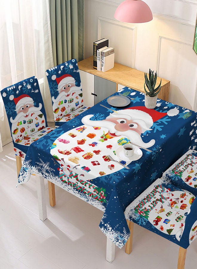 Deals for Less Printed Table Cloth With 4 Chair Cover Blue 140x180cm - Image 1