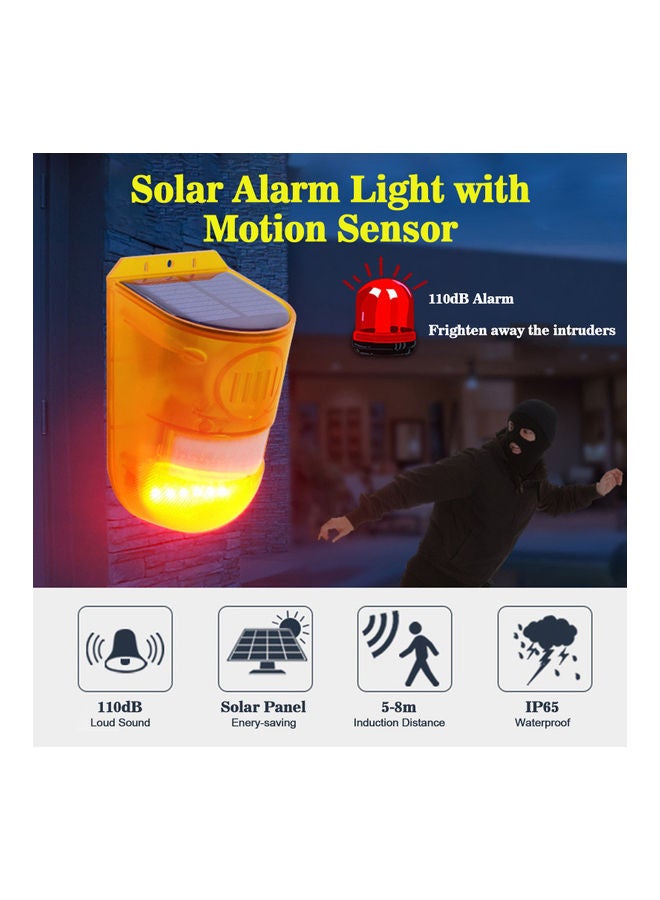Solar Alarm Light With PIR Motion Sensor Yellow - Image 4