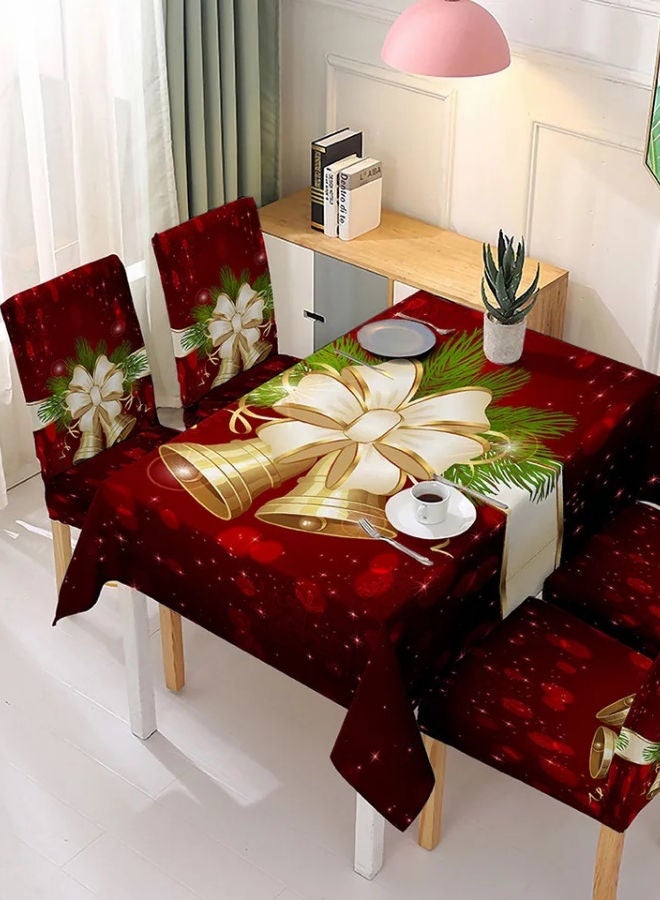 ديلز فور لس مفرش طاولة مزين بطبعة مع 4 أغطية للكراسي أحمر 140x180سم - Image 1