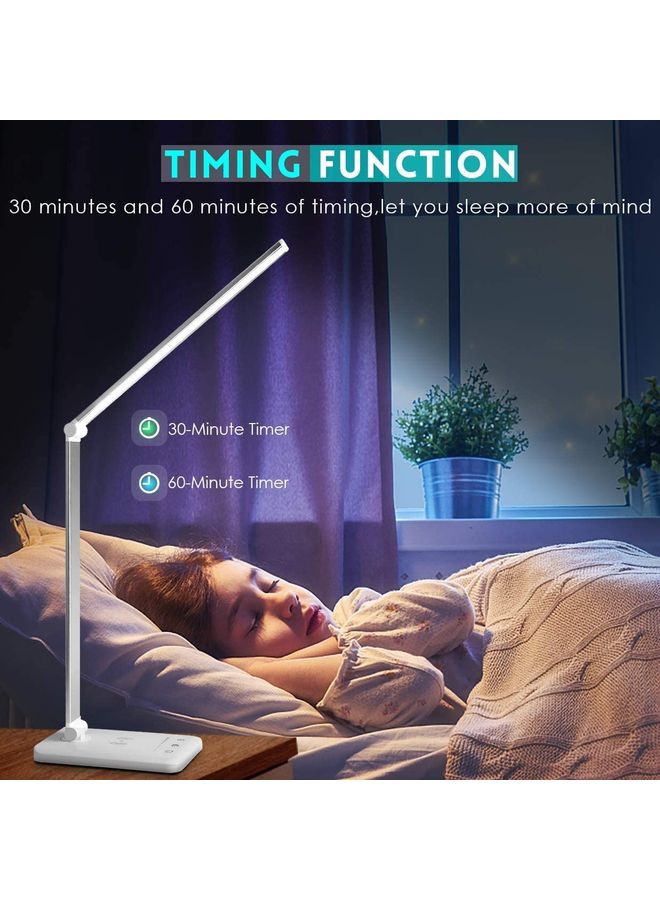Arabest LED Desk Lamp With Wireless Charger And USB Charging Port White/Warm White/Yellow 39cm  - Image 4