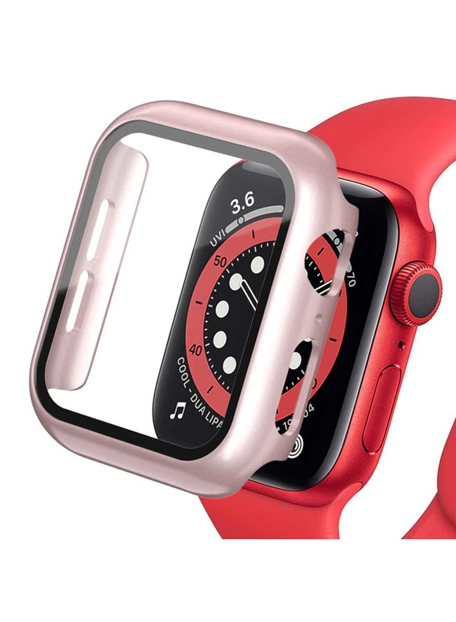 بي إس إن إل غطاء حماية واق مع لاصقة حماية للشاشة من الزجاج المقوى لساعة أبل ووتش سيريز 4/5/6/SE مقاس 44 مم ذهبي وردي - Image 1