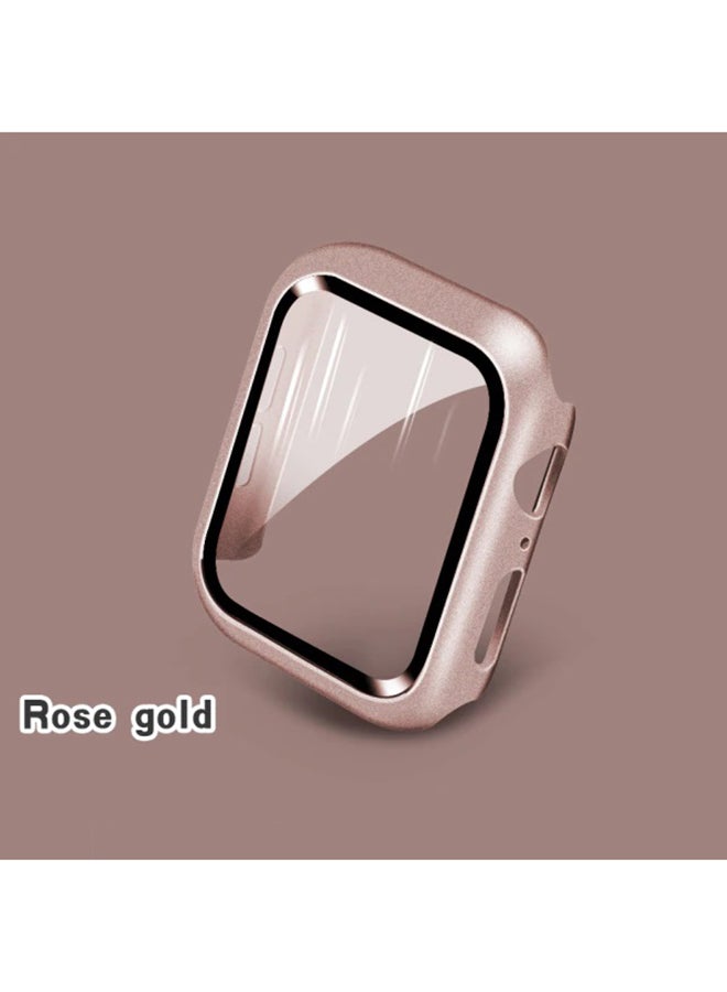 بي إس إن إل غطاء حماية واق مع لاصقة حماية للشاشة من الزجاج المقوى لساعة أبل ووتش سيريز 4/5/6/SE مقاس 44 مم ذهبي وردي - Image 2