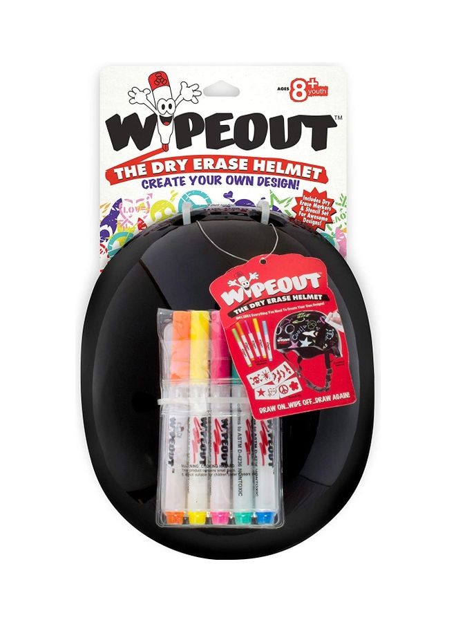 WIPEOUT Wipeout Dry Erase Kids Helmet For Bike, Skate, And Scooter Black 5+ 49-52cm  - Image 2