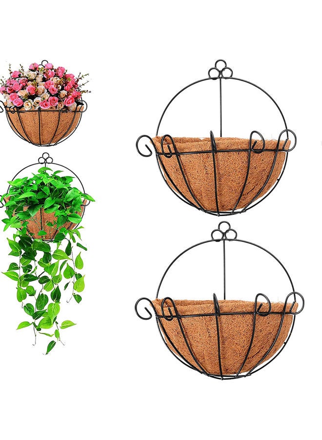 LINGWEI - Coconut Base Wall Hanging Planter Basket Brown/Black 22x36x39cm - Image 1