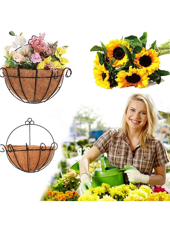 LINGWEI - Coconut Base Wall Hanging Planter Basket Brown/Black 22x36x39cm - Image 1