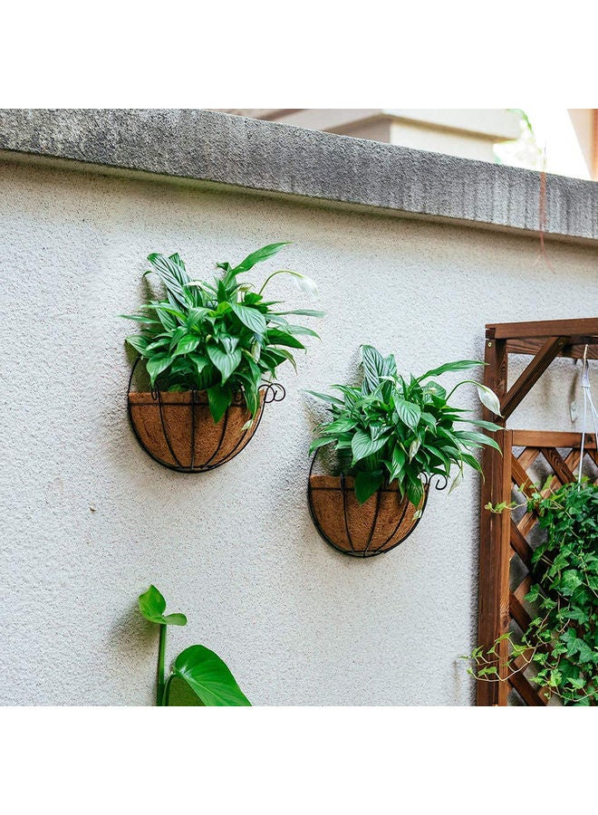 LINGWEI - Coconut Base Wall Hanging Planter Basket Brown/Black 22x36x39cm - Image 1
