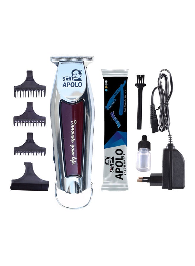 Swift Apolo Professional Hair Clipper Cordless Trimmer Silver/Maroon 