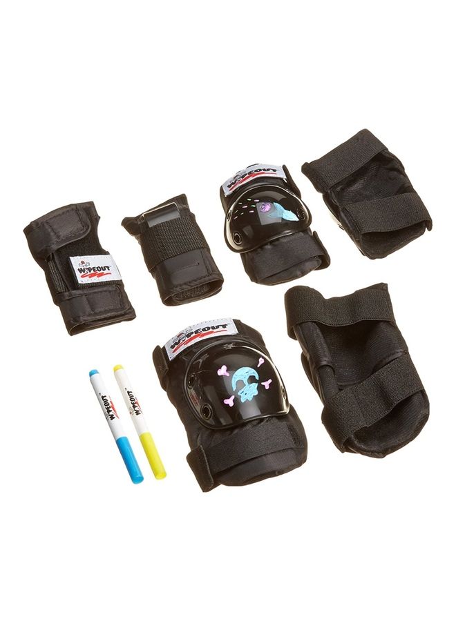 Wipeout Dry Erase Kids Pad Set With Knee Pads, Elbow Pads, And Wrist Guards Black 5+ 15.5-18cm - Image 1