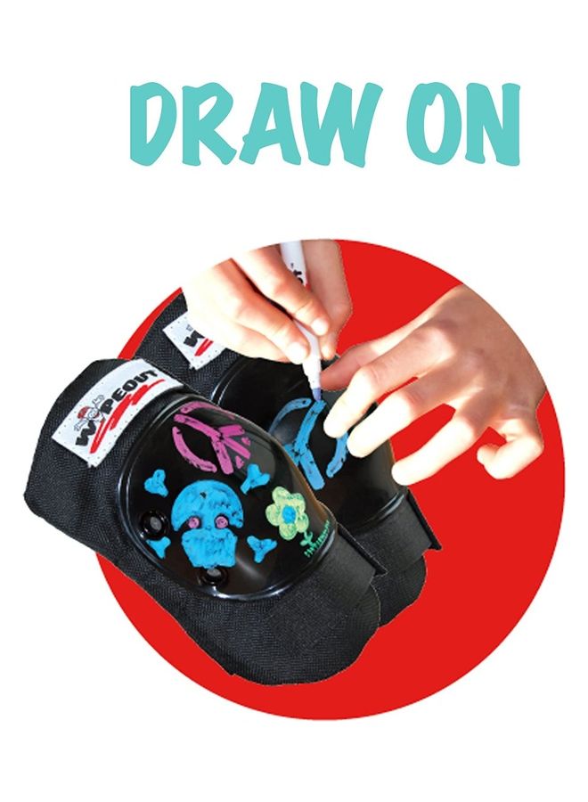 Wipeout Dry Erase Kids Pad Set With Knee Pads, Elbow Pads, And Wrist Guards Black 5+ 15.5-18cm - Image 2