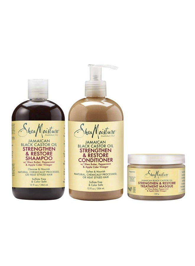 SheaMoisture - 3-Piece Strengthen And Restore Shampoo And Conditioner Set Clear - Image 1