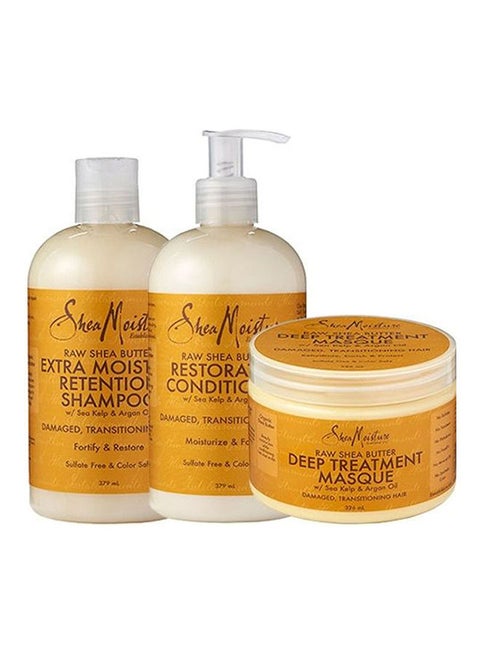 3-Piece Raw Butter Restorative Shampoo And Conditioner Set Clear