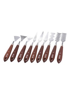 9-Piece Palette Knive Painting Mixing Scrapers Spatula Art Tool Set Brown/Silver - v1629957856/N50456842A_1