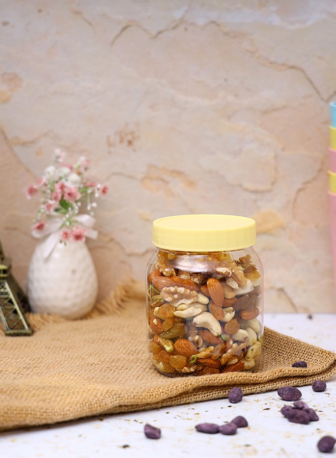 DELCASA - Plastic Round Jar Yellow/Clear - Image 1
