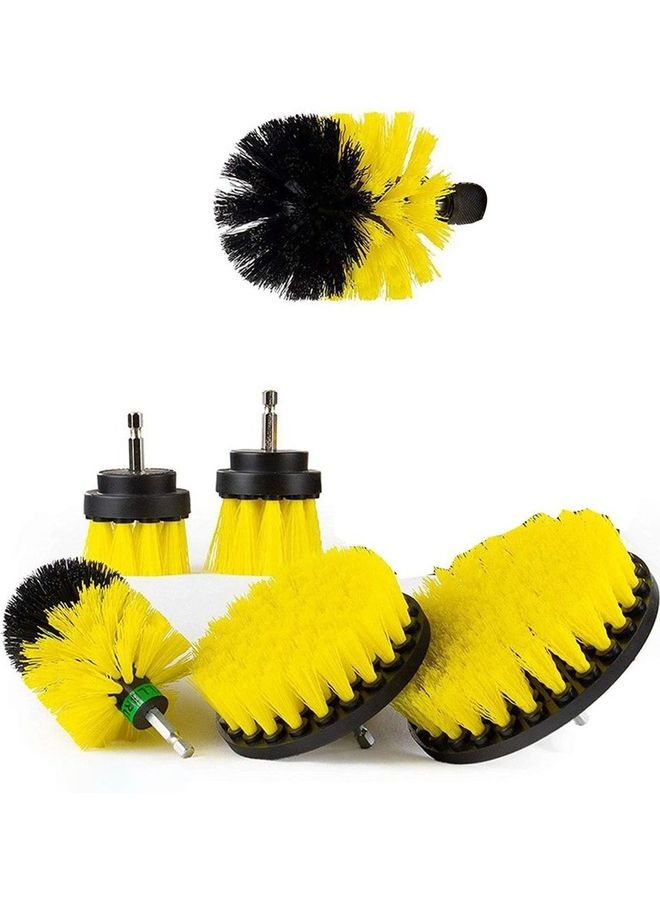 6-Piece Multifunctional Power Scrubber Drill Brush Set Yellow/Black 15x15x1cm  - Image 1