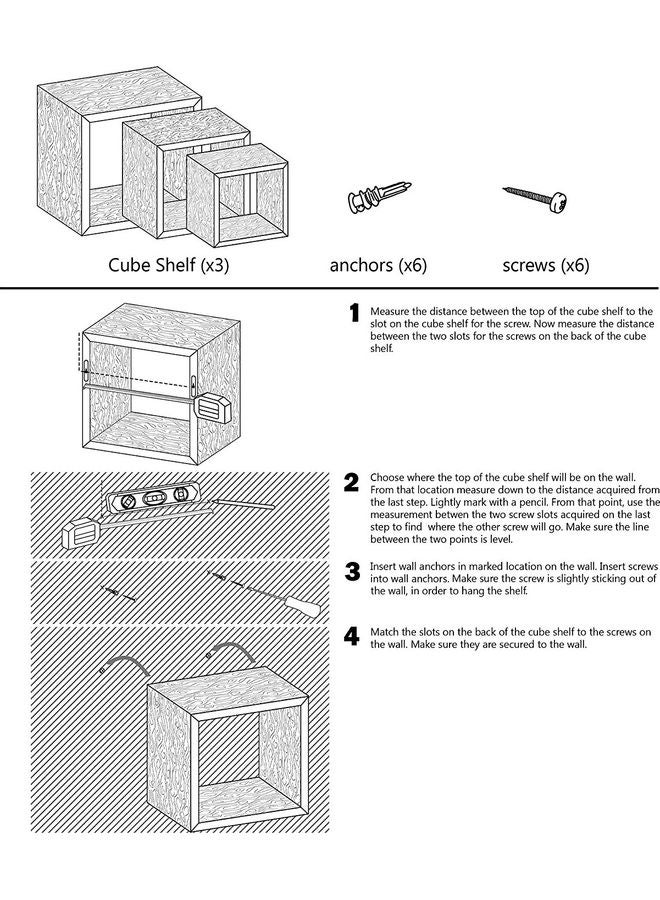 MODERN HOME - Floating Square Cube Wall Shelves Multicolour (20 x 20+30 x 30+40 x 40) x 13) x 2cm - Image 1