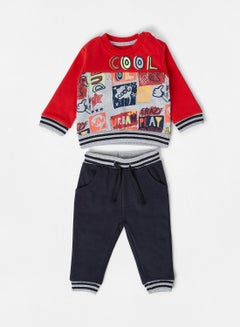 Baby Graphic Print Sweatshirt and Joggers Set Red