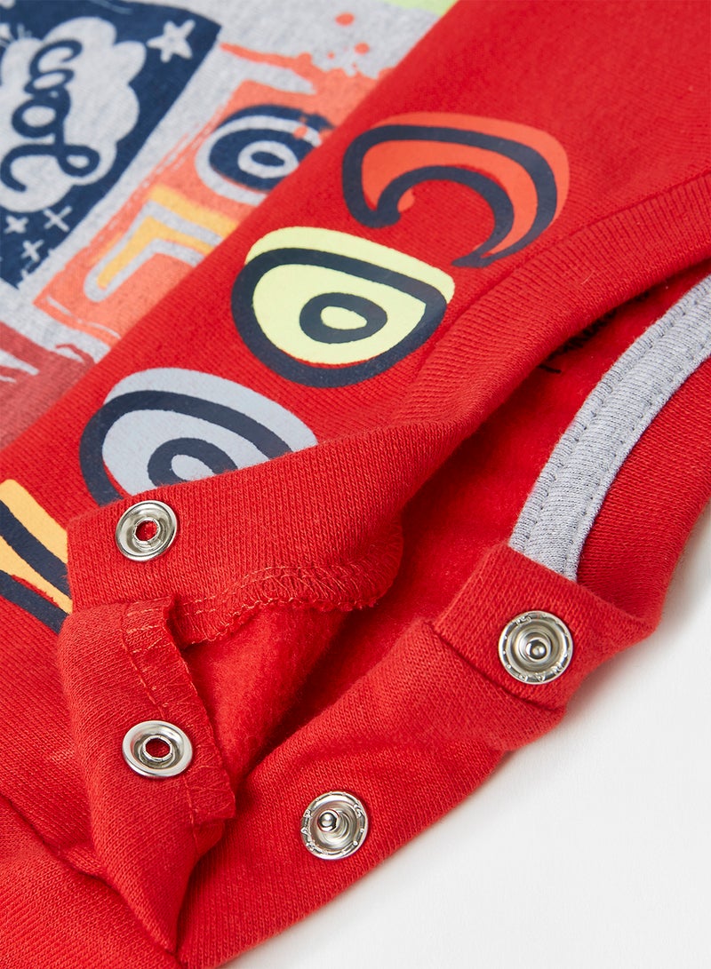Babybol - Baby Graphic Print Sweatshirt and Joggers Set Red - Image 1