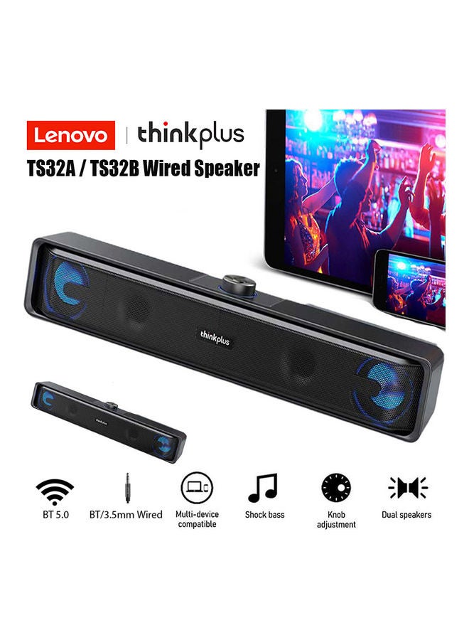 Lenovo - TS32 USB Powered BT Speaker Black - Image 1