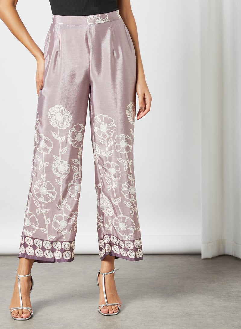 AKS - Khari Print Kurta and Pants Set Purple - Image 1