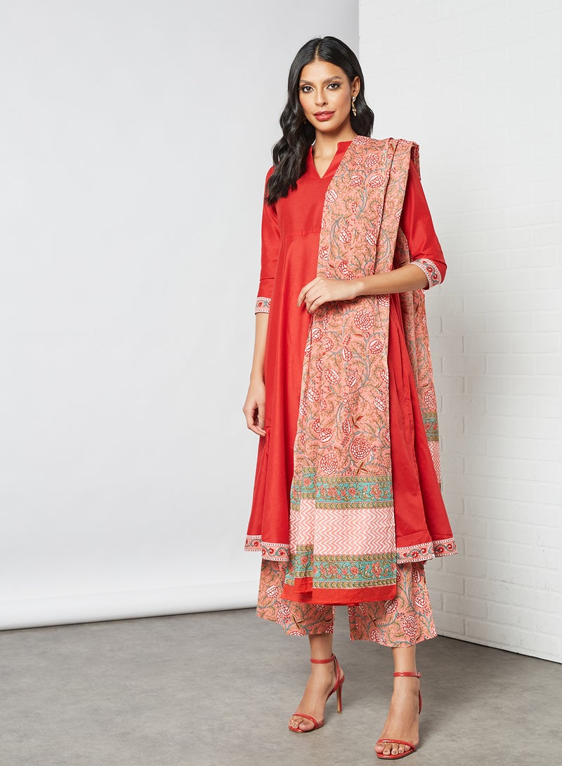 AKS Printed 3-Piece Set Red  - Image 1