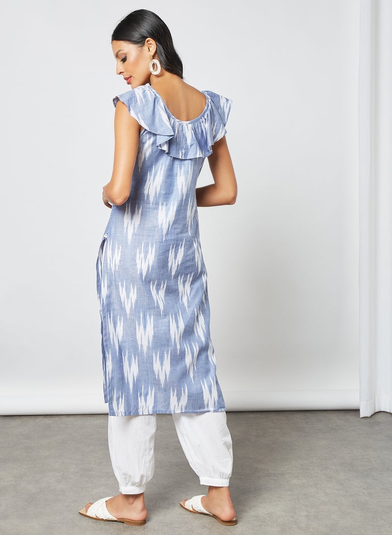 Ikat Print Kurta Blue - v1629964821/N47568708V_4