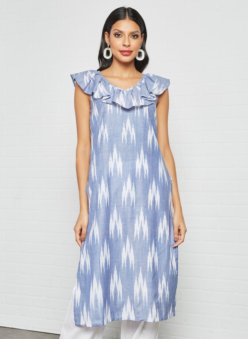 Ikat Print Kurta Blue - v1629964822/N47568708V_1